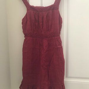 Red cotton gauze tunic for summer